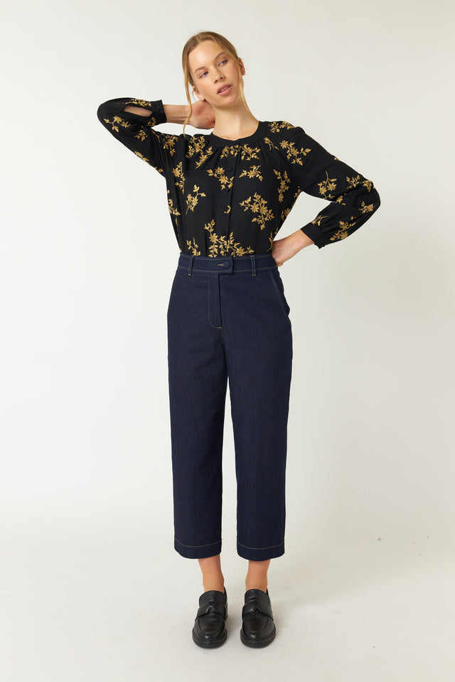 Denim barrel pant