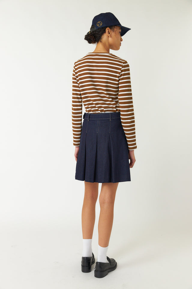 Denim pleat skirt
