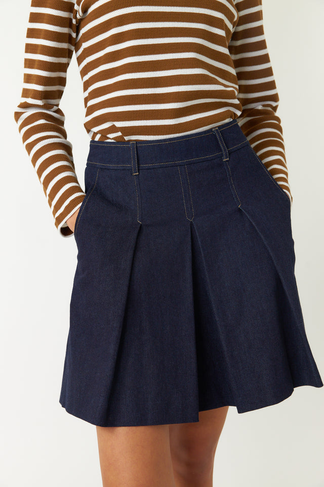 Denim pleat skirt