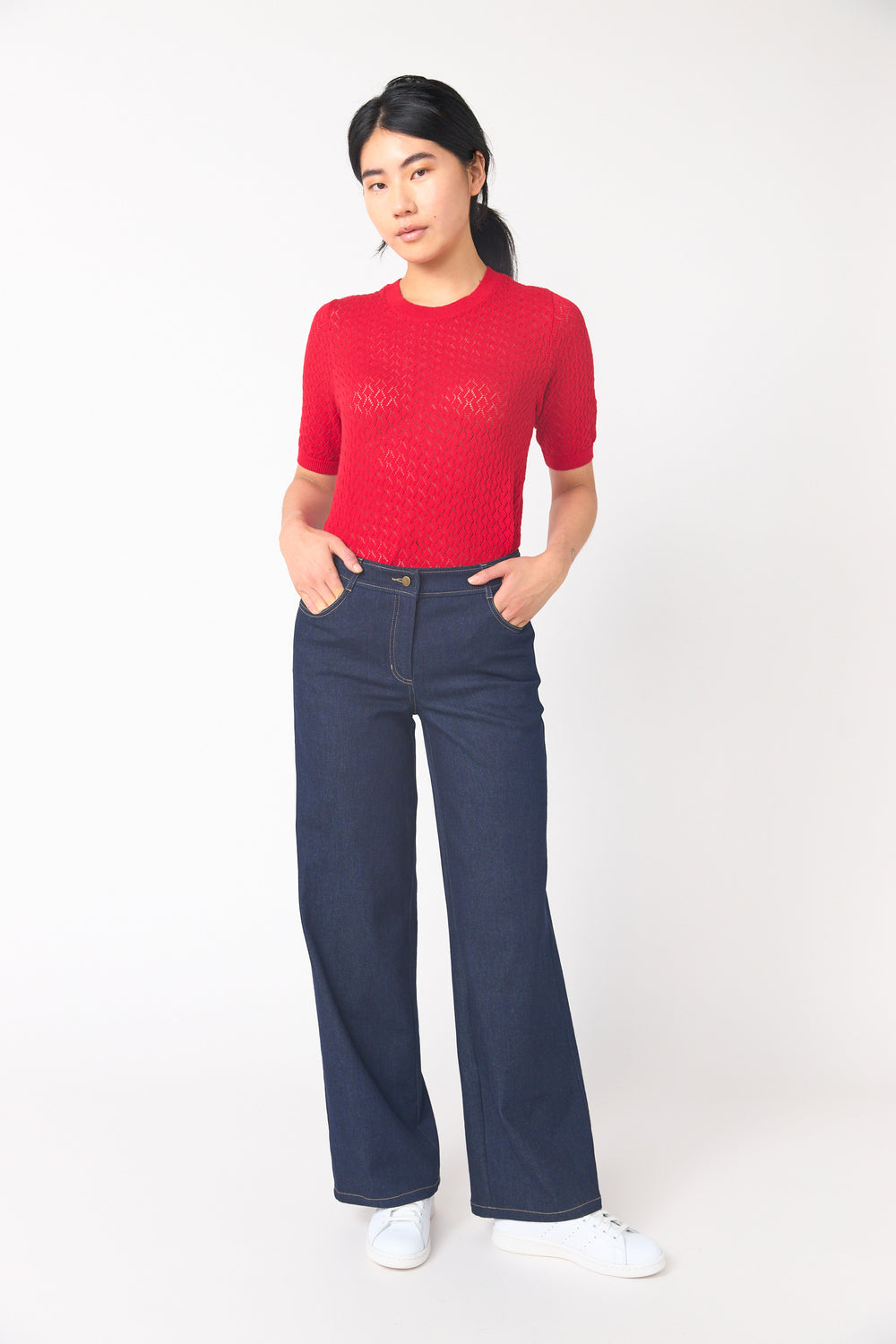 Denim low rise trouser