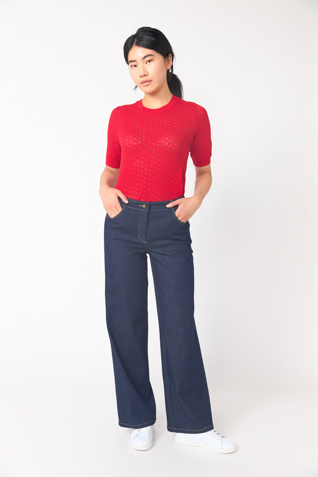 Denim low rise trouser