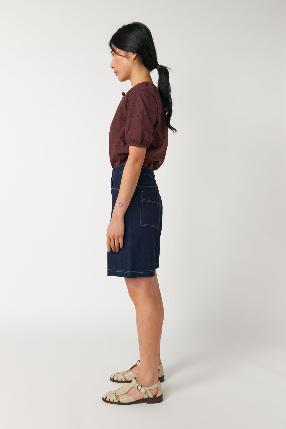 Denim walk shorts
