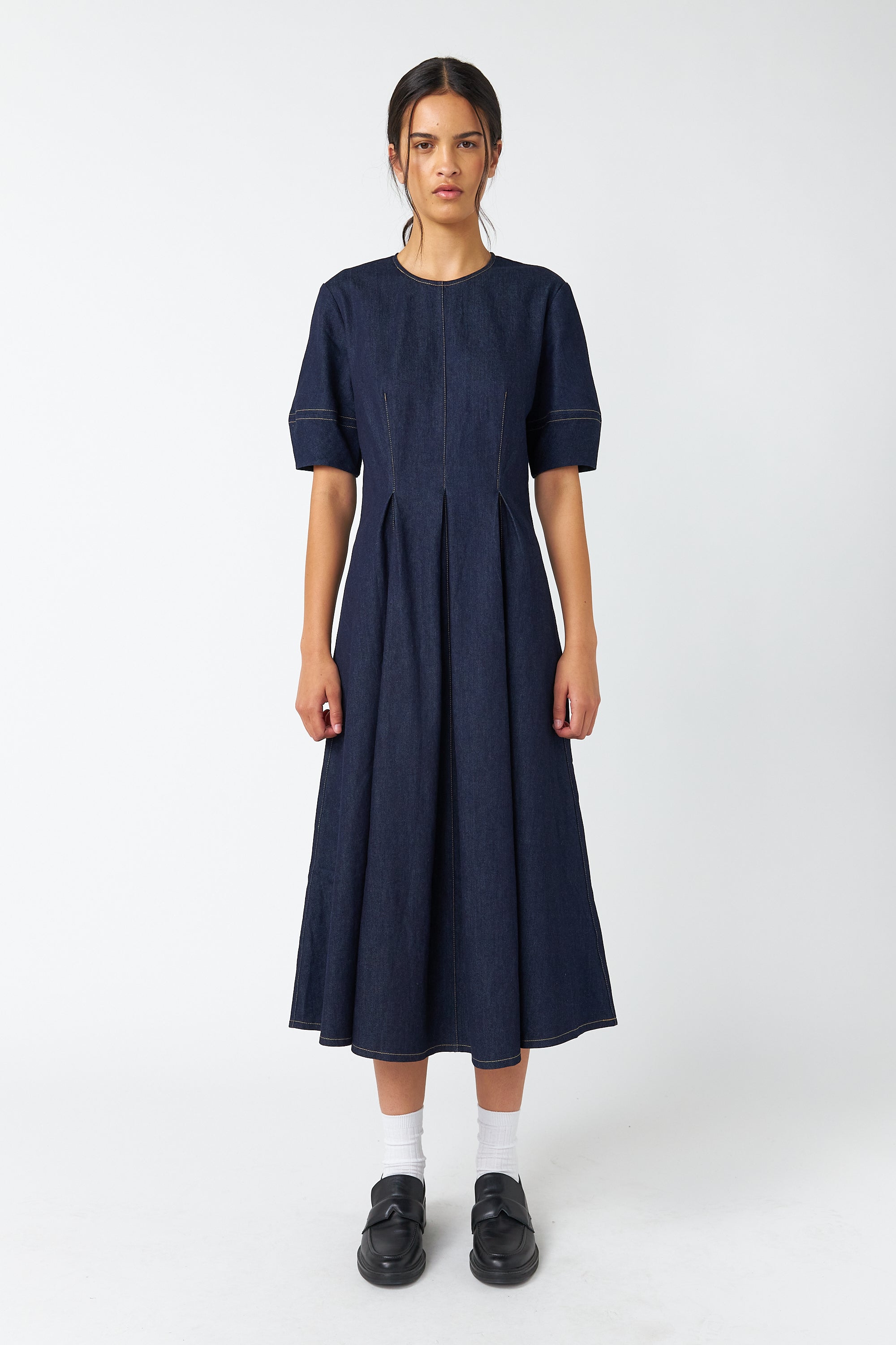 Denim godet dress | Dresses