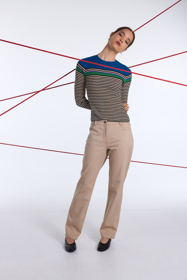 Denim slim leg trouser