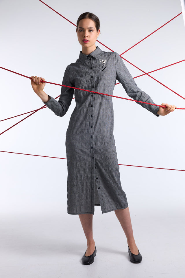 Petite check shirt dress