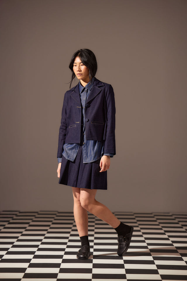 Denim pleat skirt