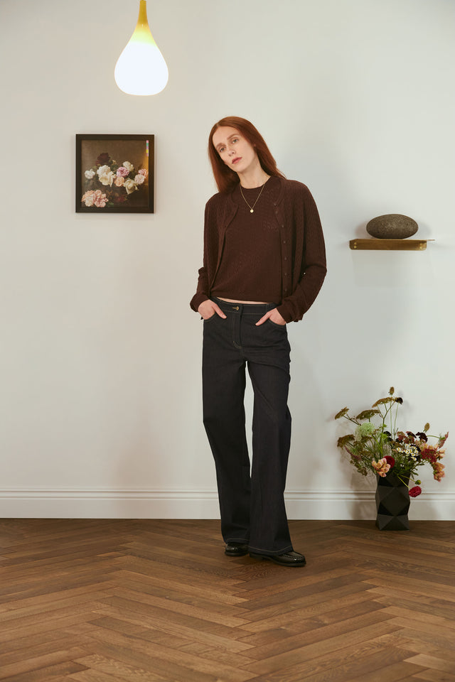 Denim low rise trouser