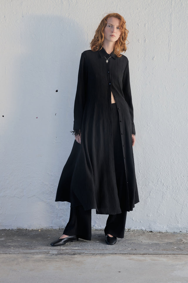 Crinkle shirt dress