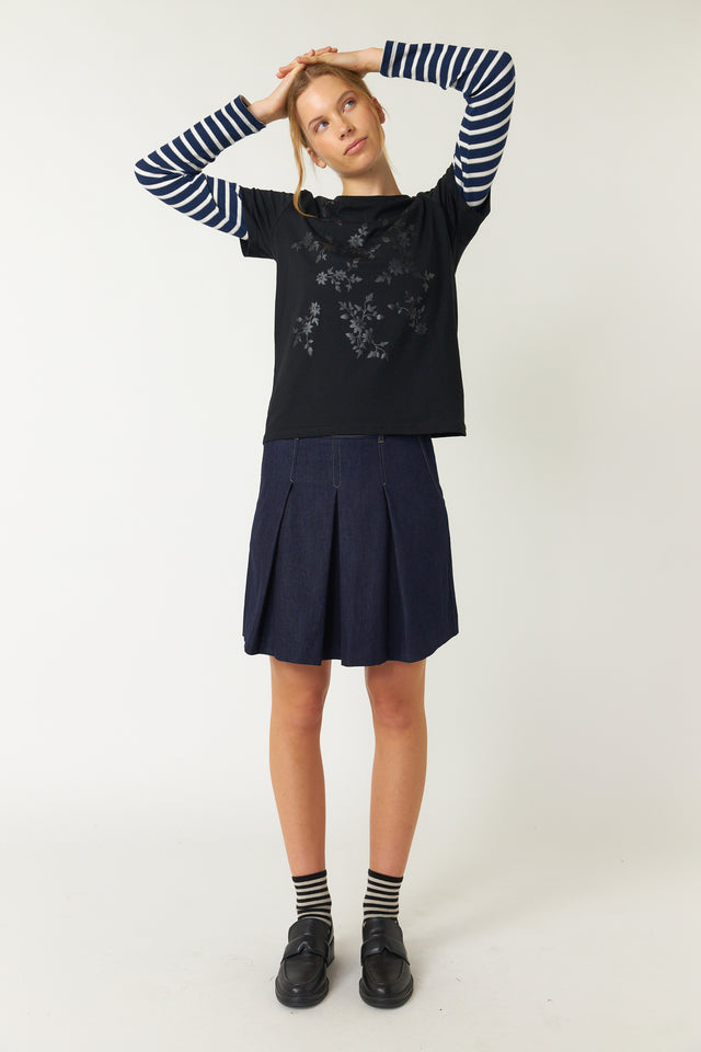 Denim pleat skirt