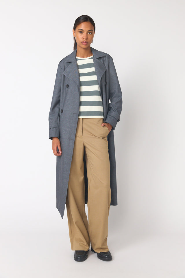 Twill wide leg trouser