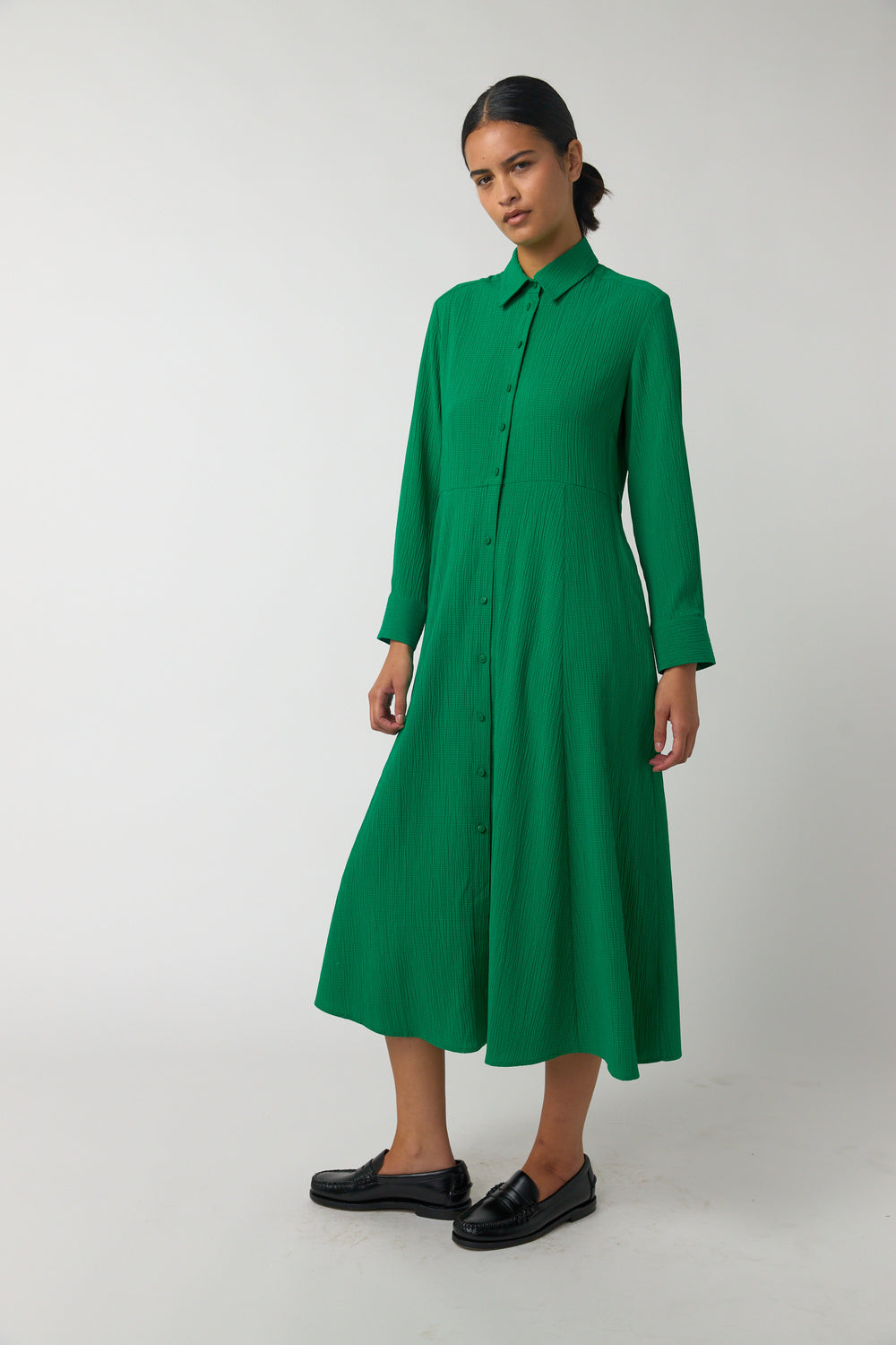 Crinkle shirt dress