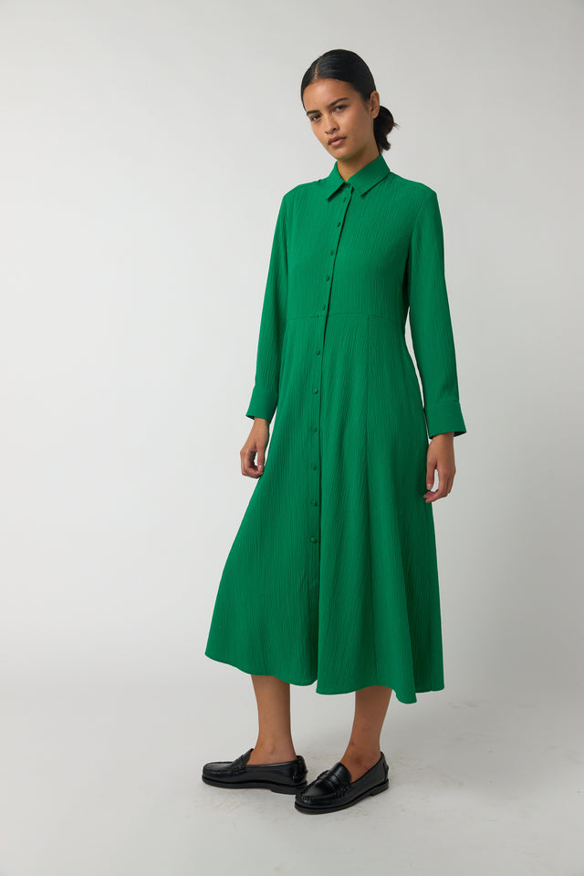 Crinkle shirt dress