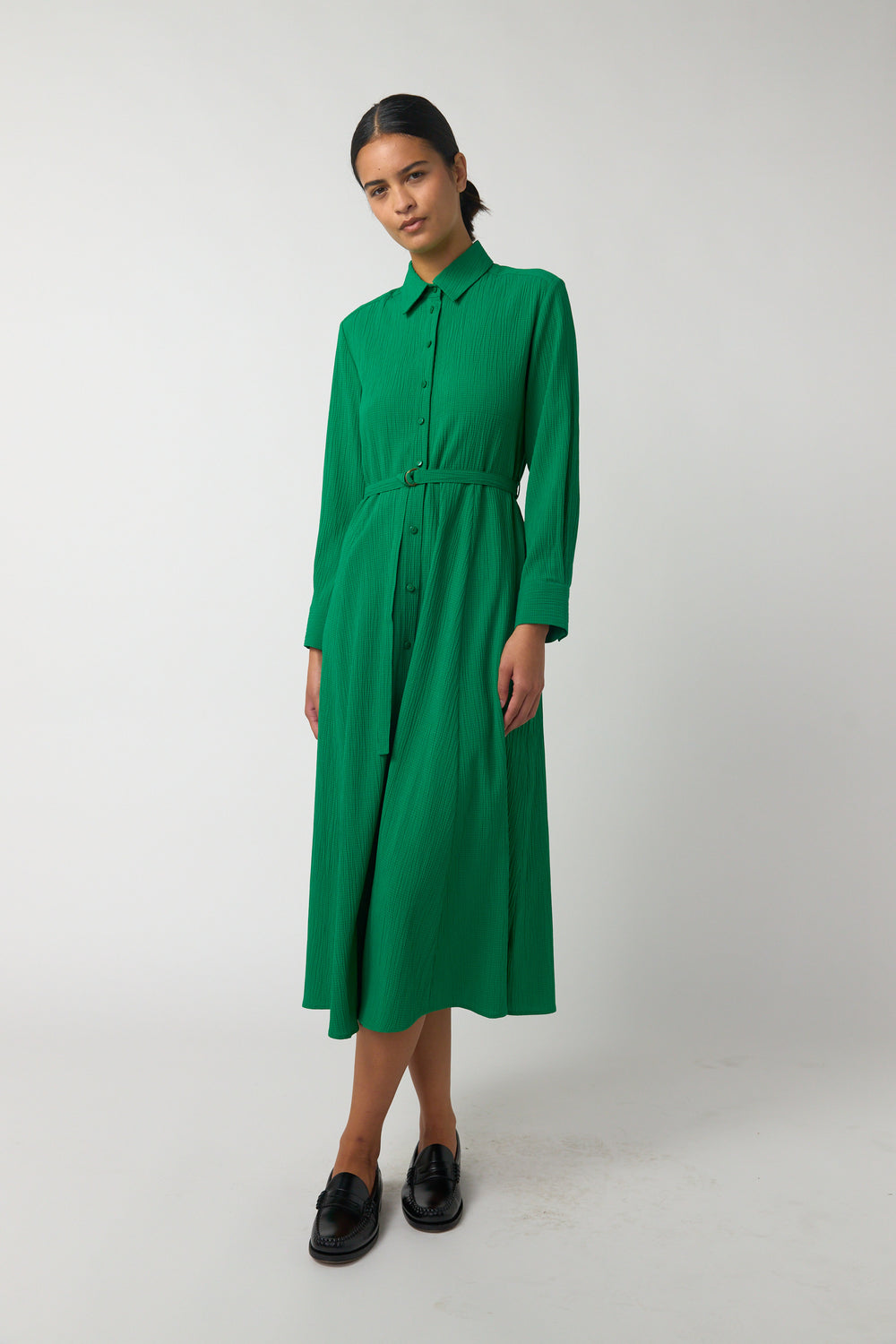Crinkle shirt dress