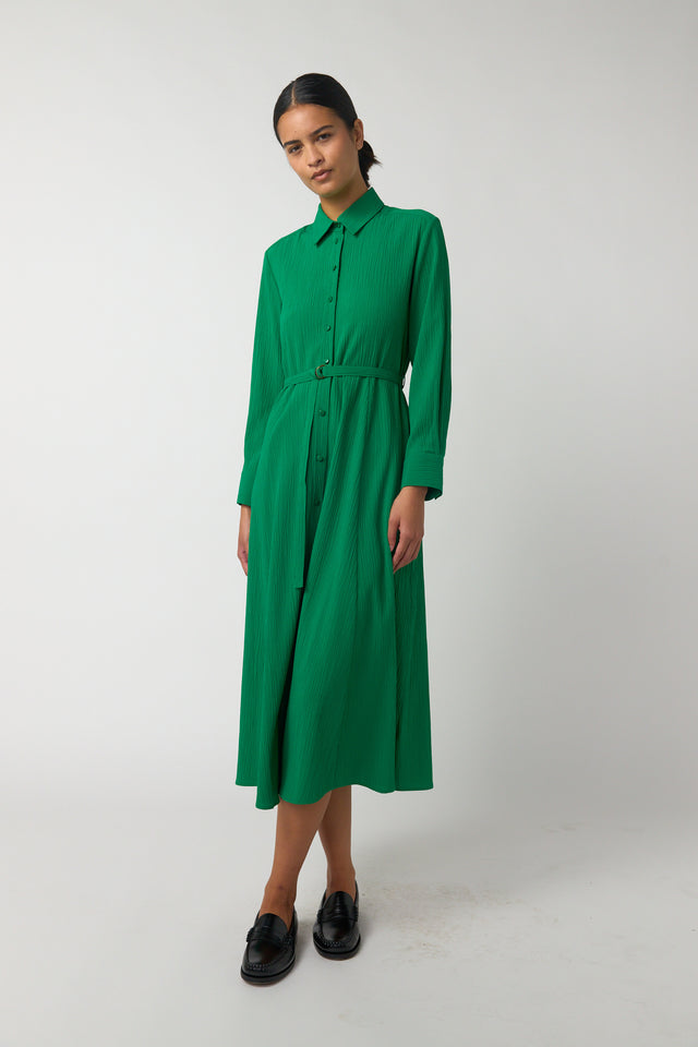 Crinkle shirt dress