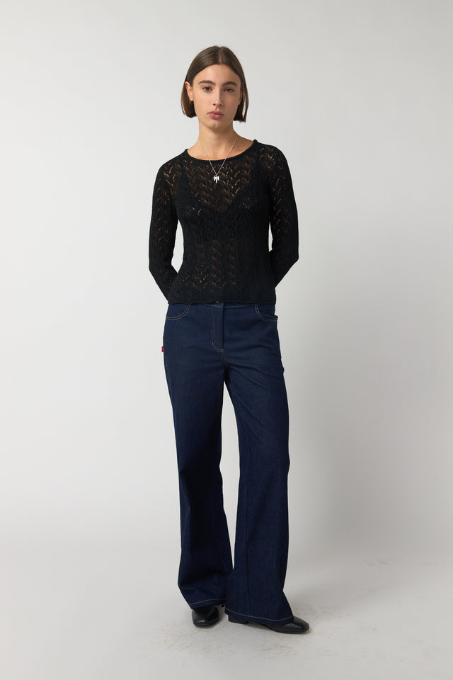 Denim low rise trouser