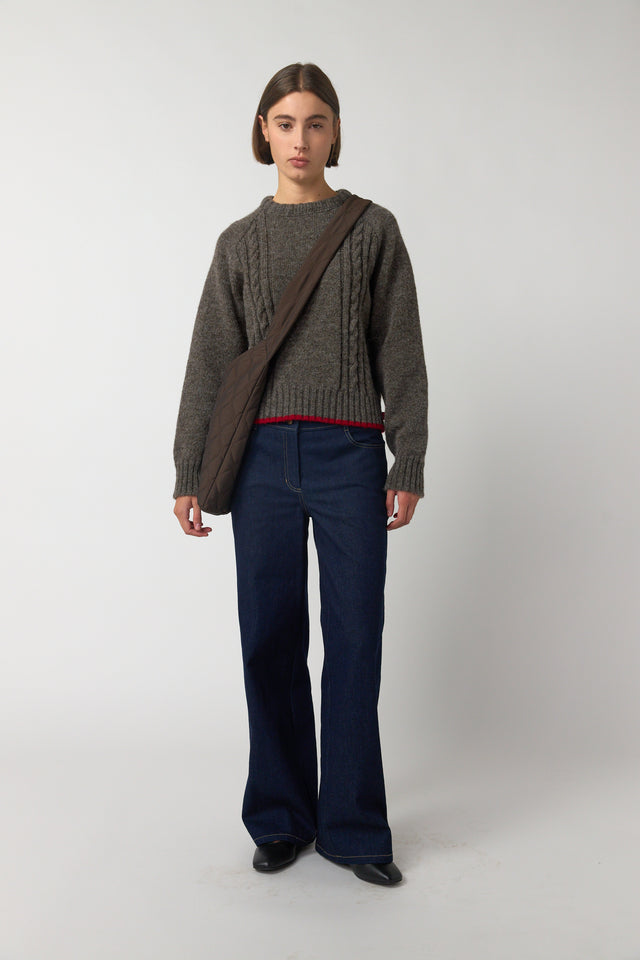 Denim low rise trouser