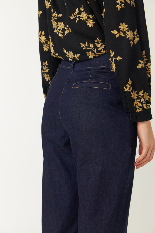 Denim barrel pant