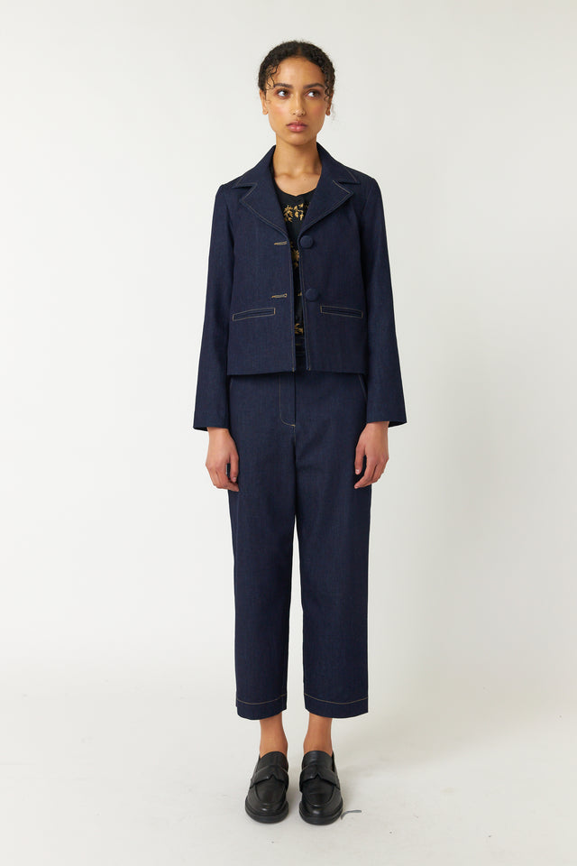 Denim barrel pant