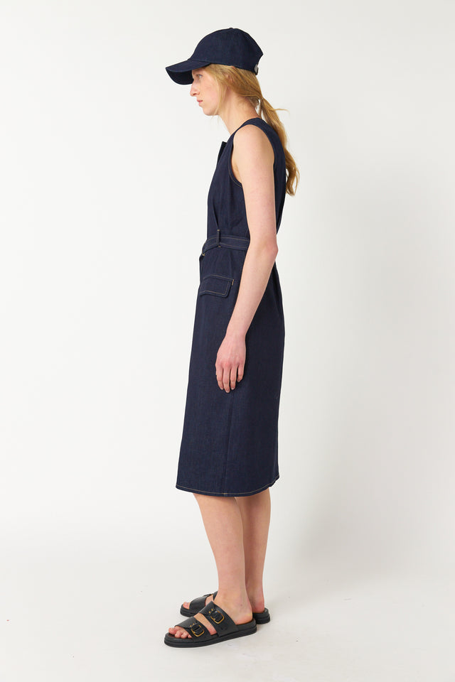 Denim belted dress