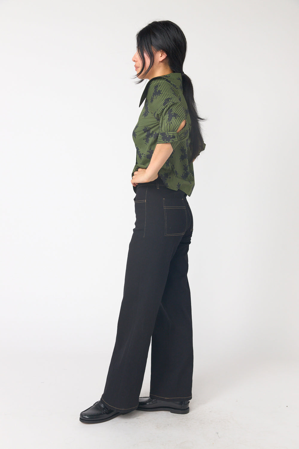 Denim low rise trouser