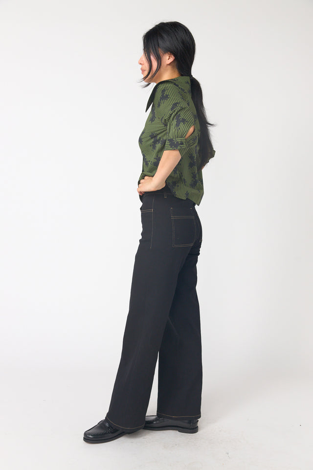 Denim low rise trouser