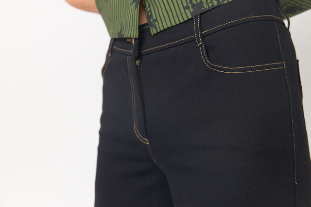 Denim low rise trouser