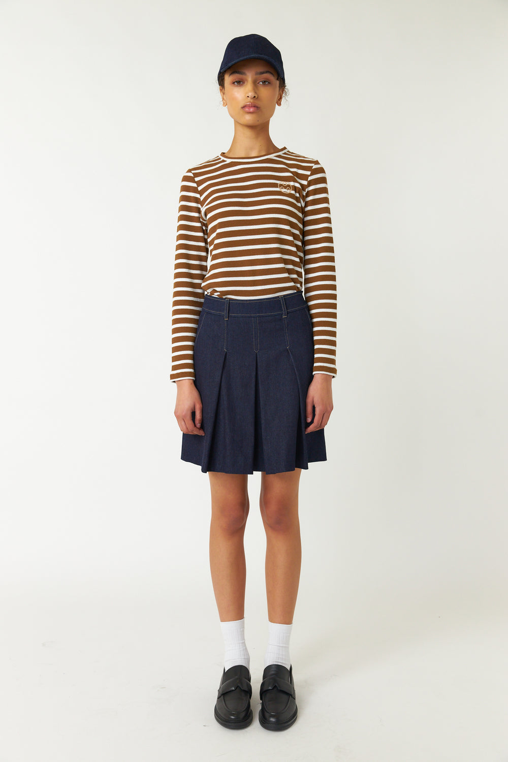 Denim pleat skirt