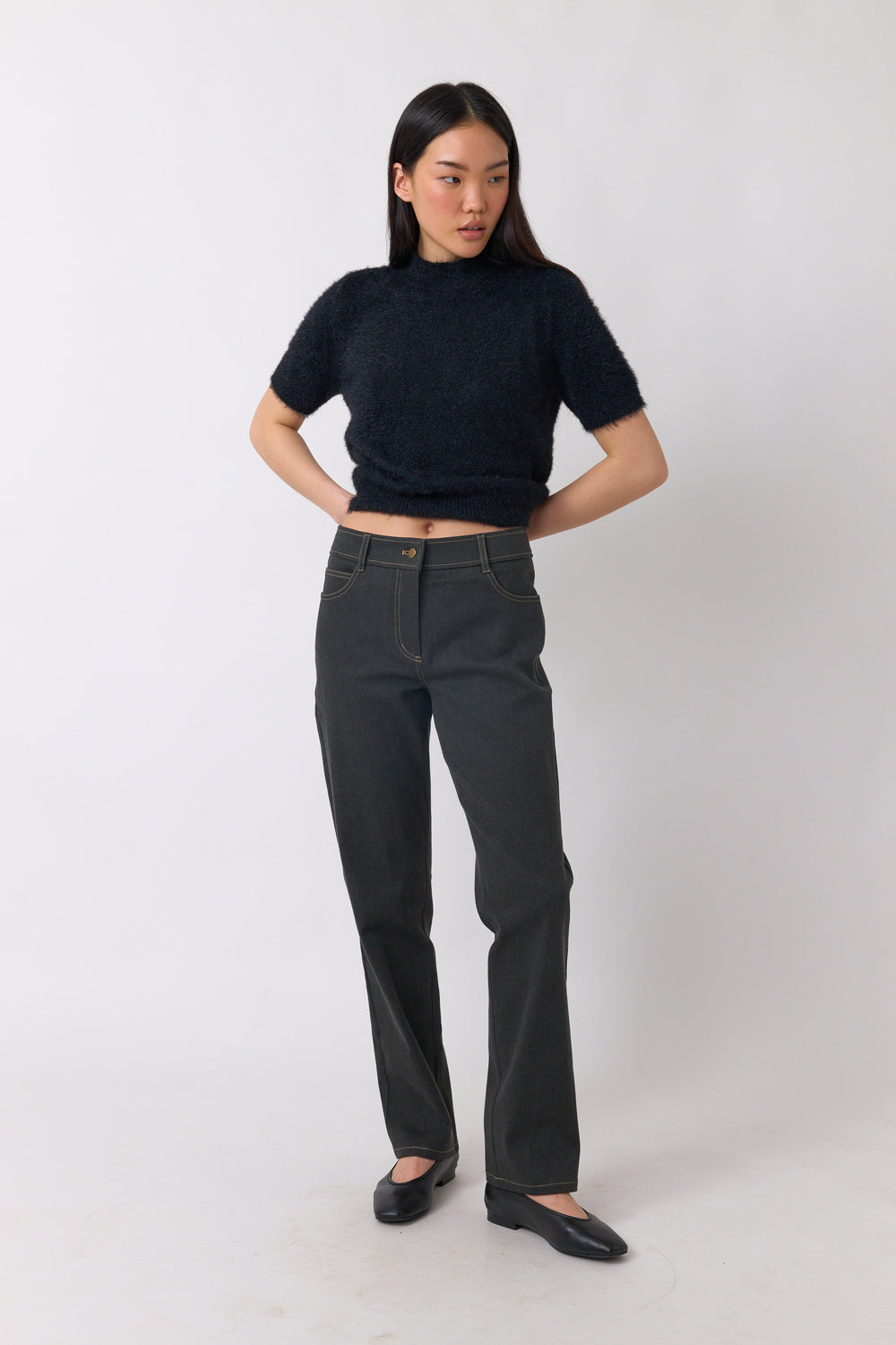 Denim slim leg trouser