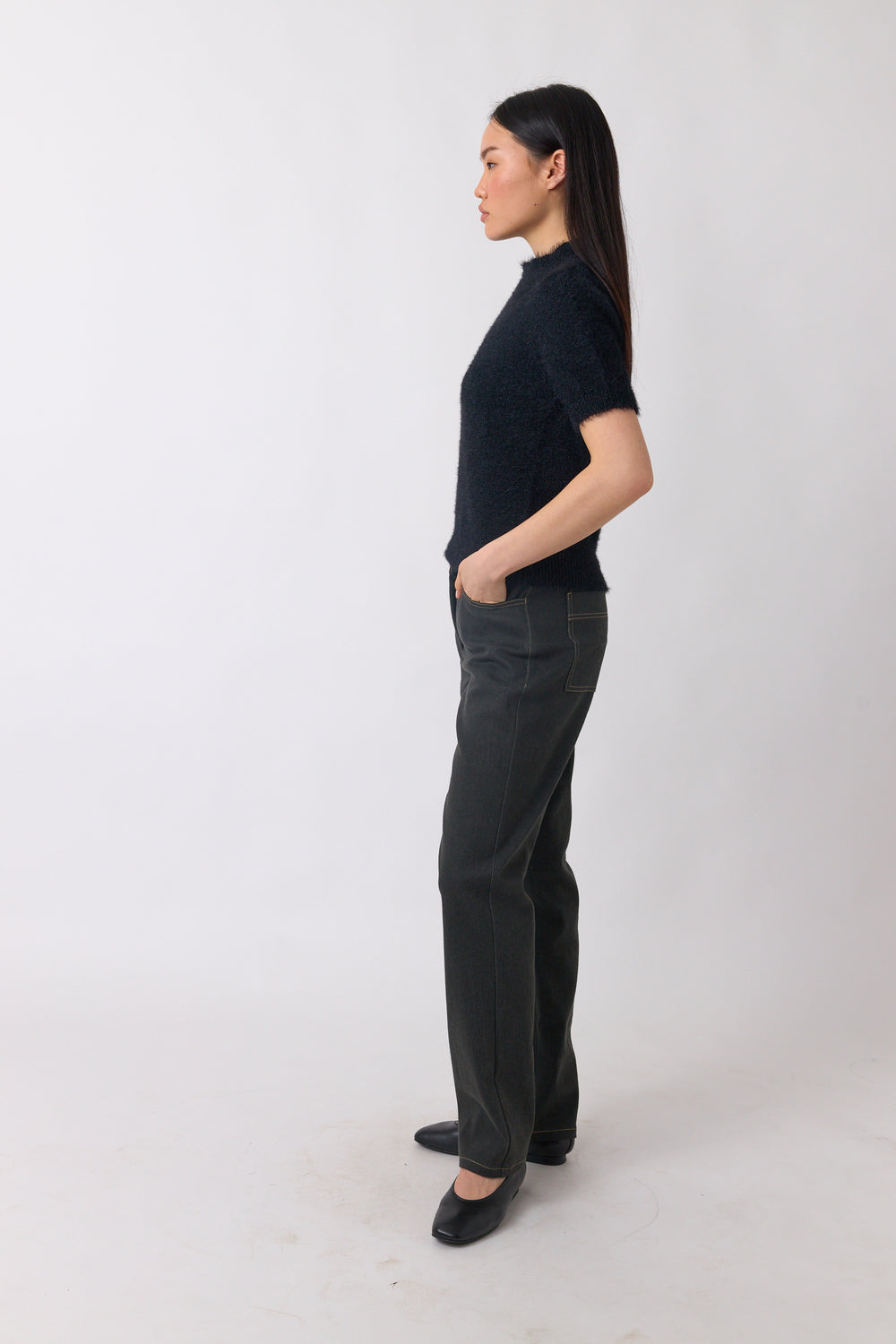 Denim slim leg trouser