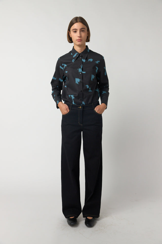 Denim low rise trouser