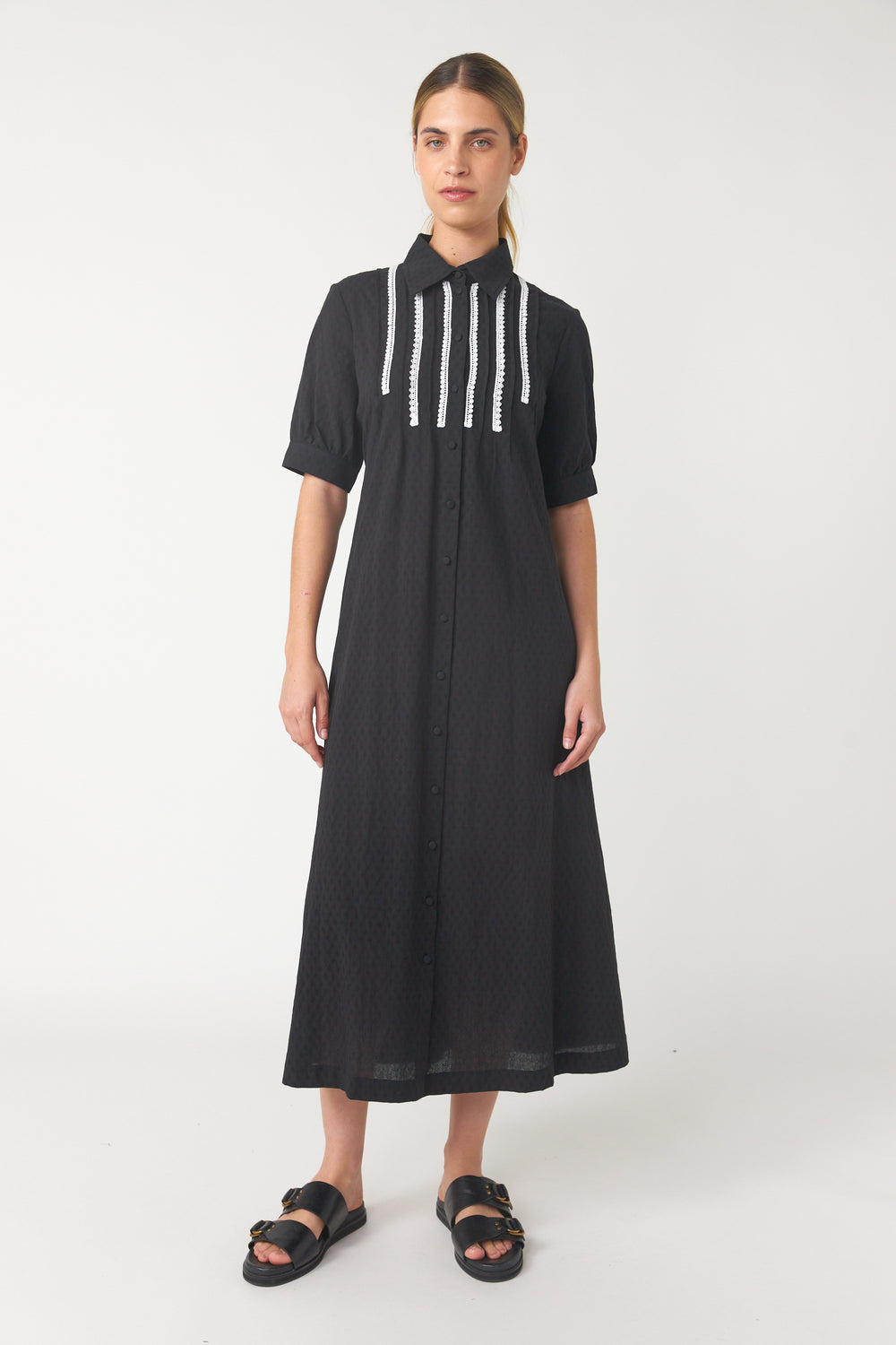 Pintucked shirt dress