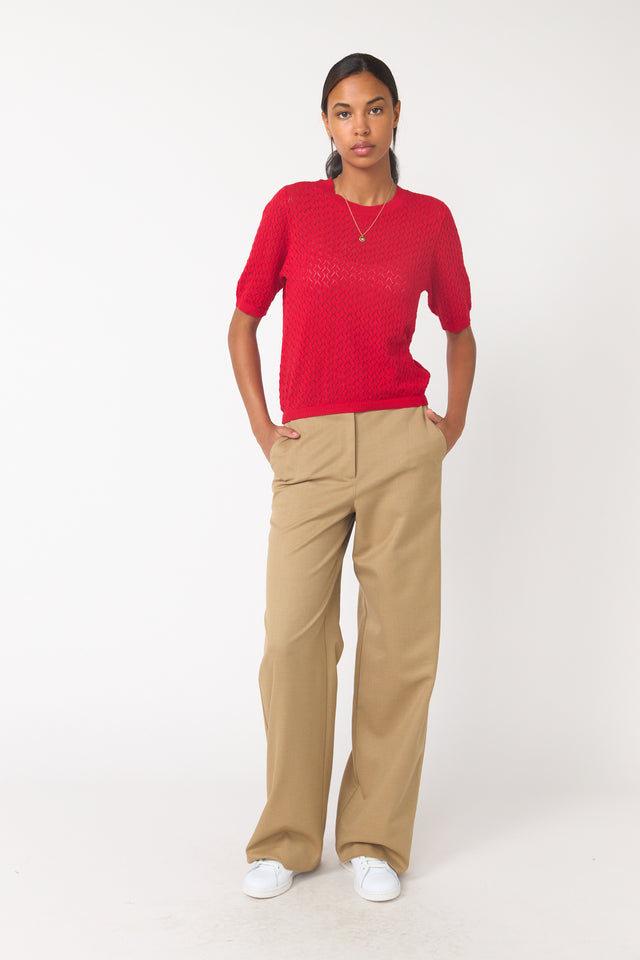 Twill wide leg trouser
