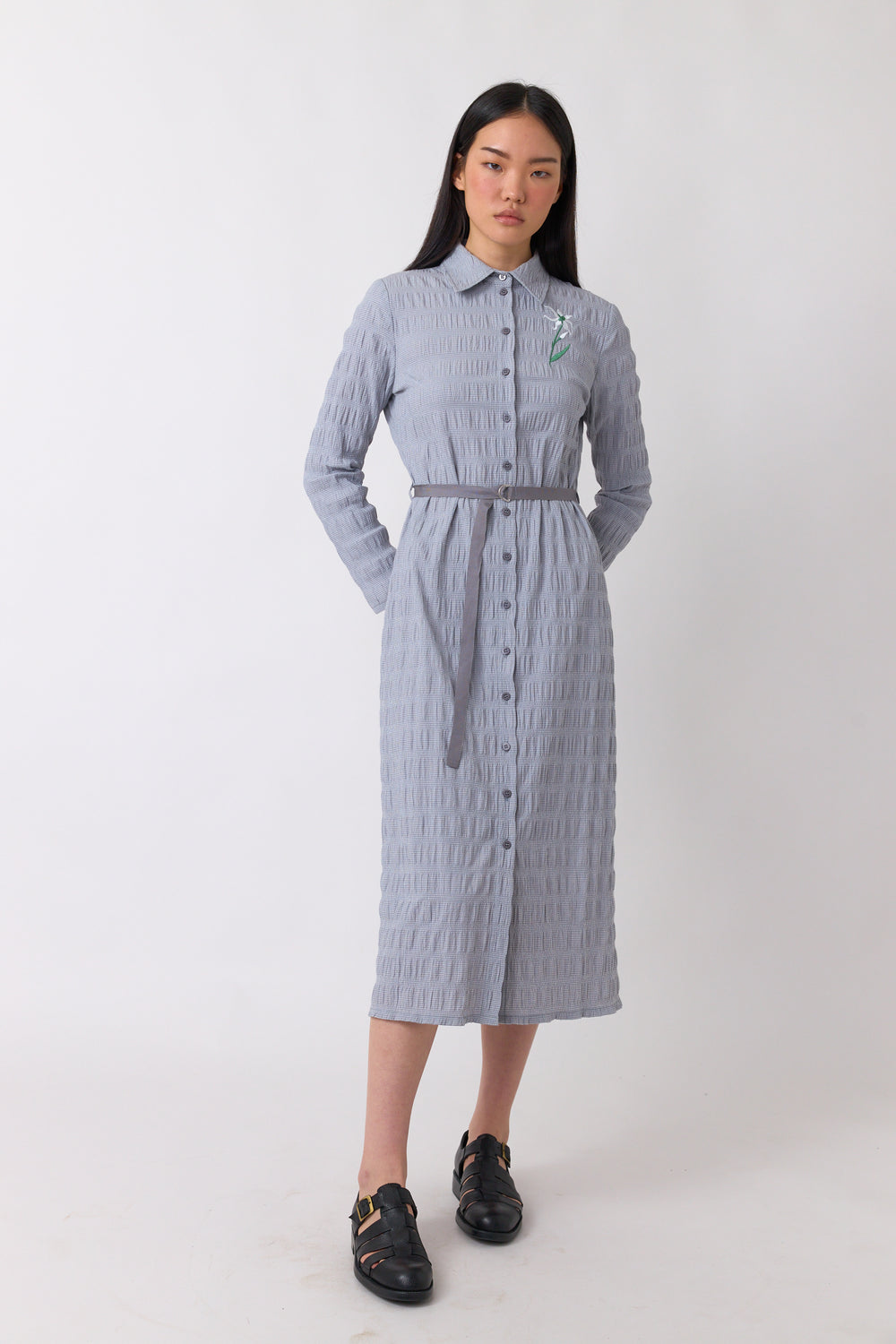 Petite check shirt dress