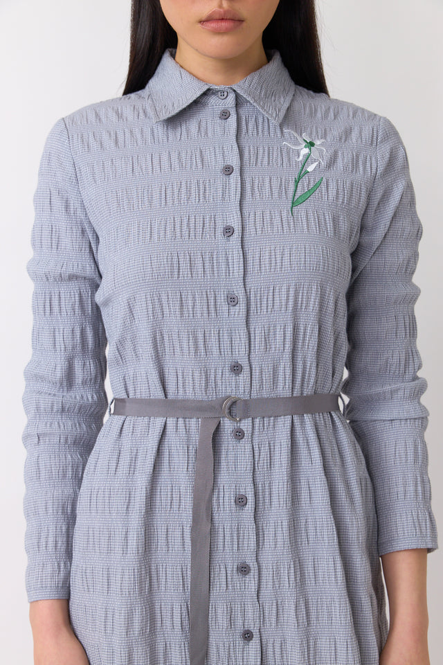 Petite check shirt dress