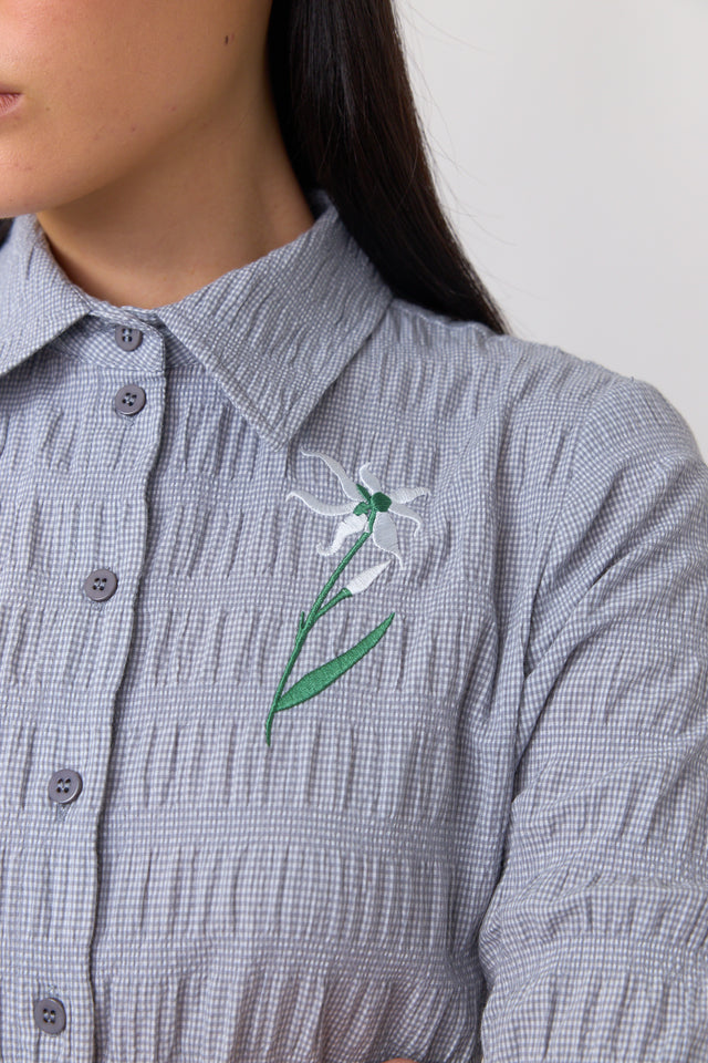 Petite check shirt dress