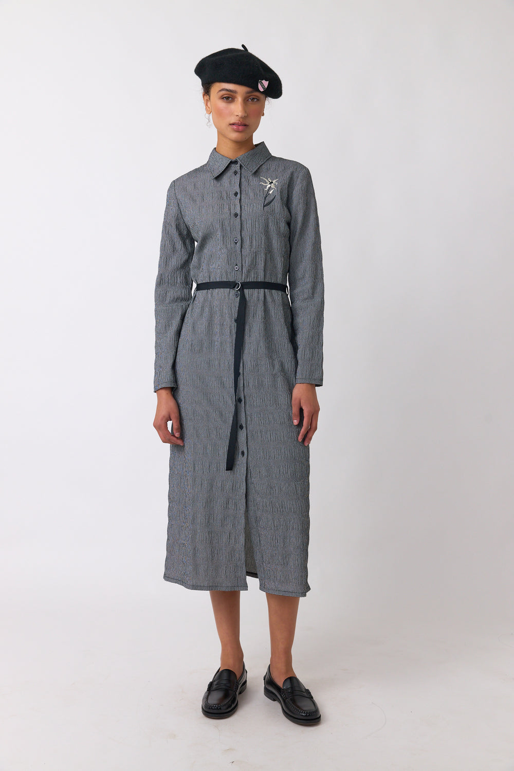 Petite check shirt dress