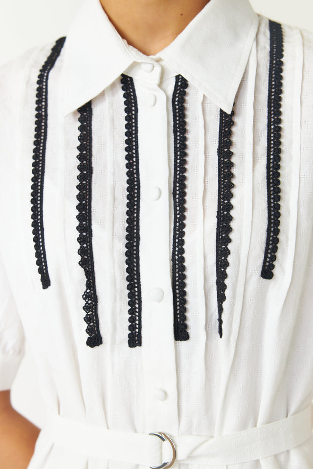 Pintucked shirt dress