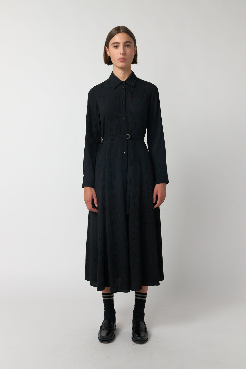 Crinkle shirt dress
