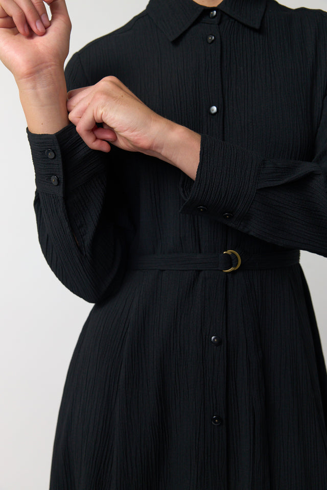 Crinkle shirt dress