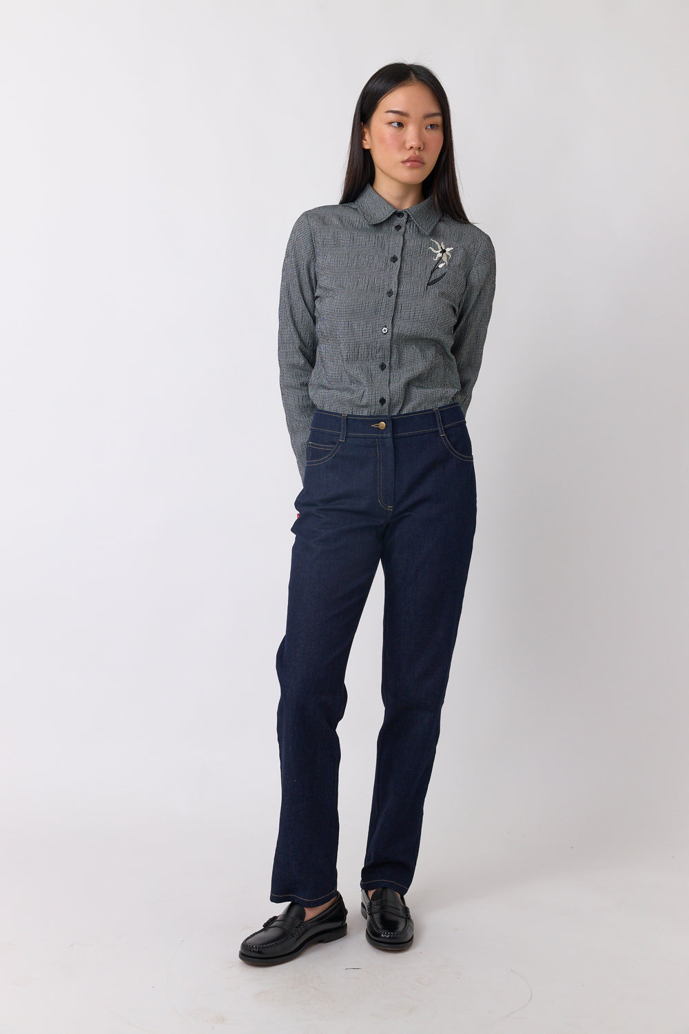 Denim slim leg trouser