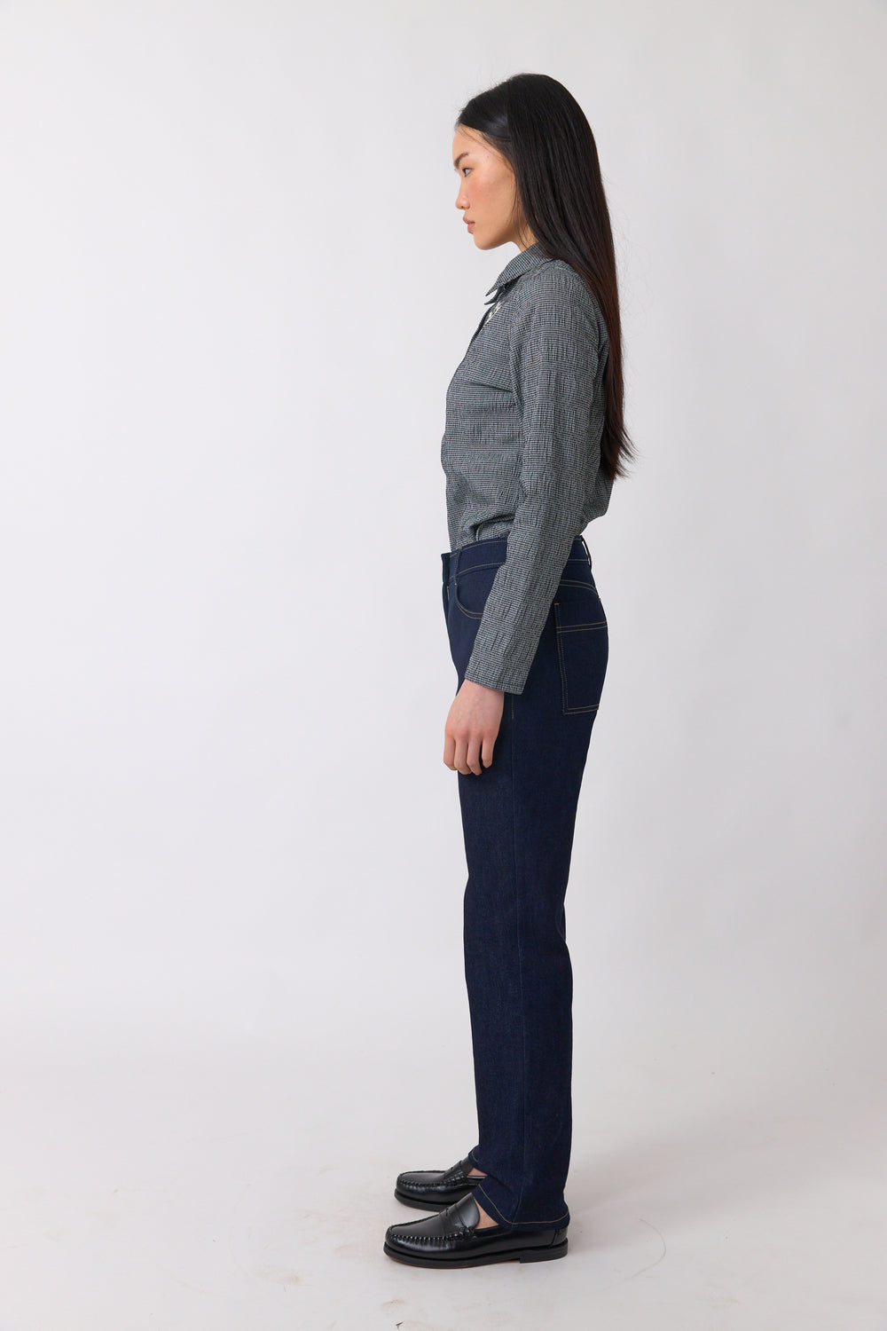 Denim slim leg trouser