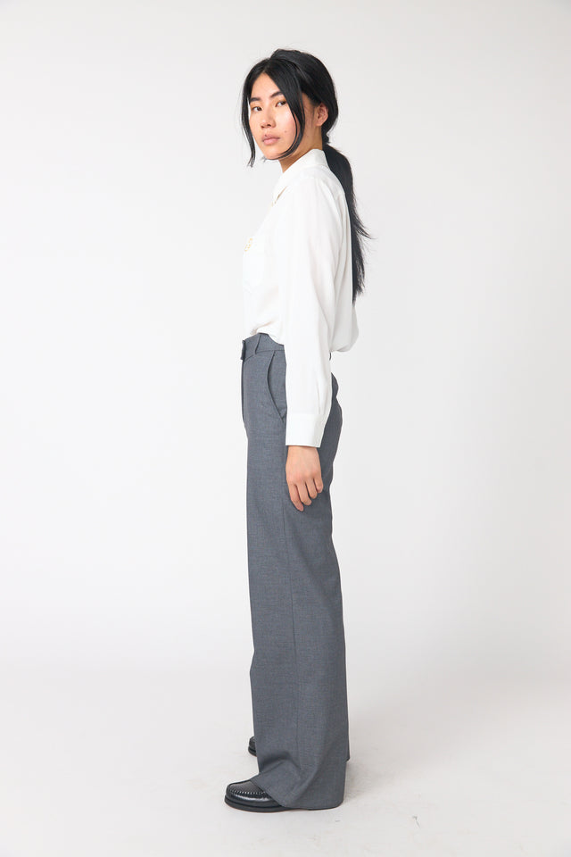 Twill wide leg trouser