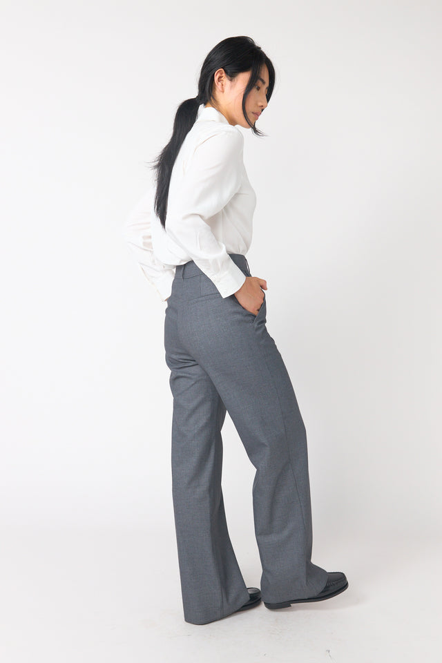 Twill wide leg trouser
