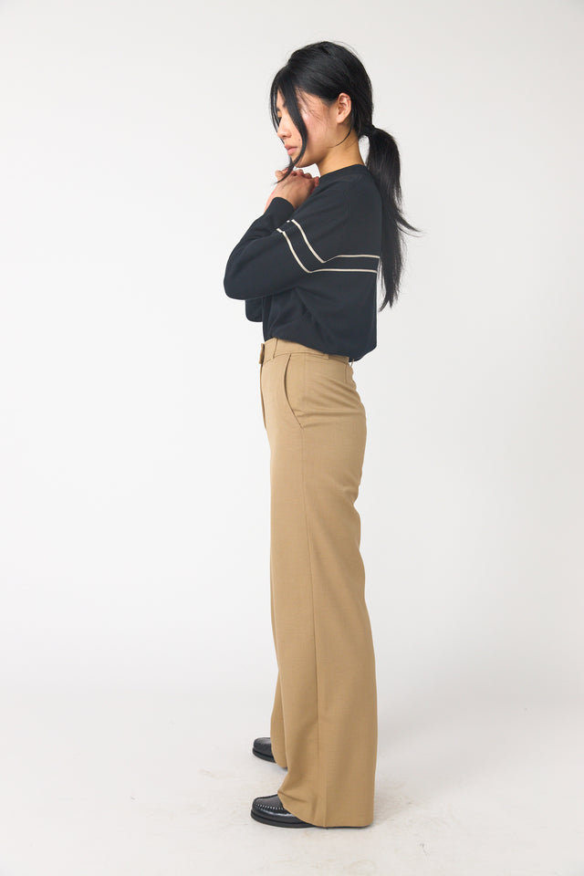 Twill wide leg trouser