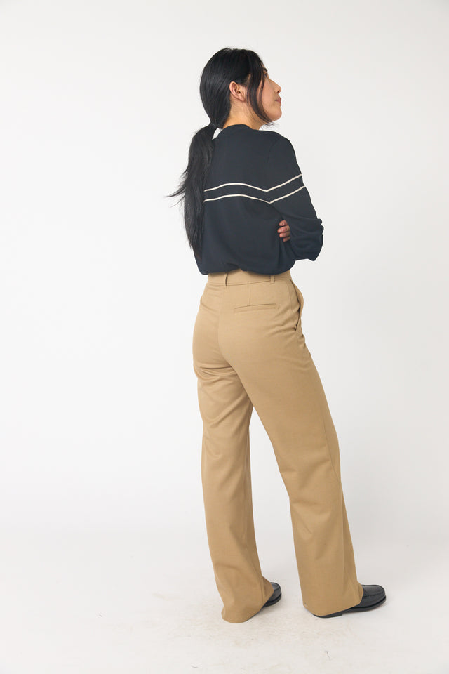 Twill wide leg trouser