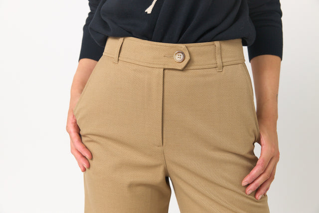 Twill wide leg trouser