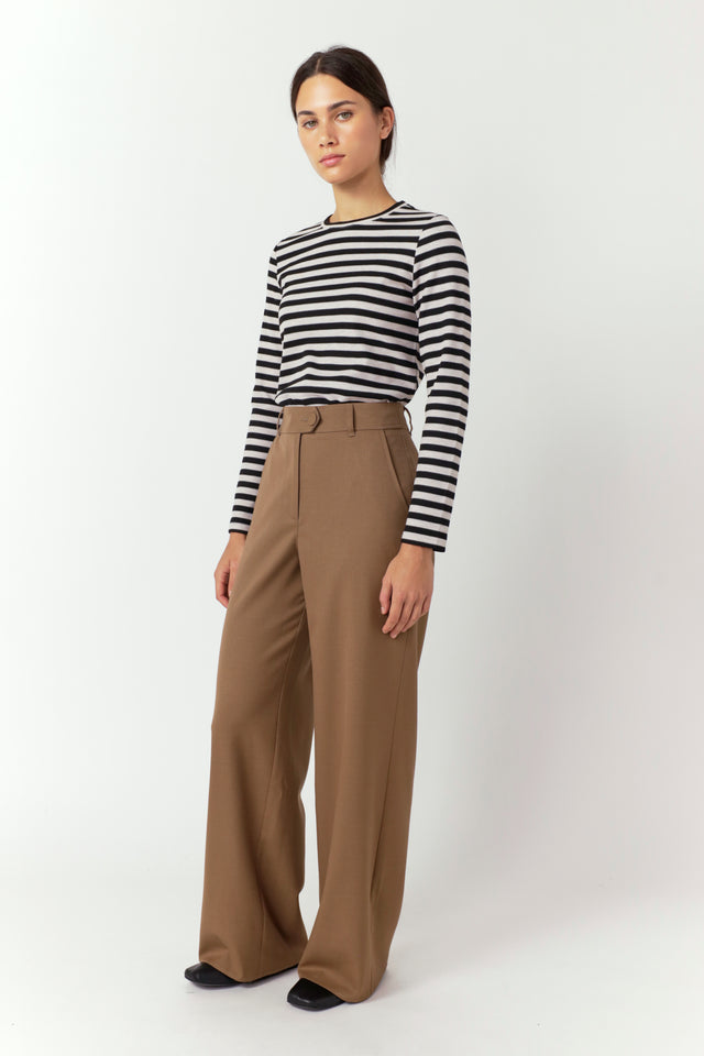 Twill wide leg trouser