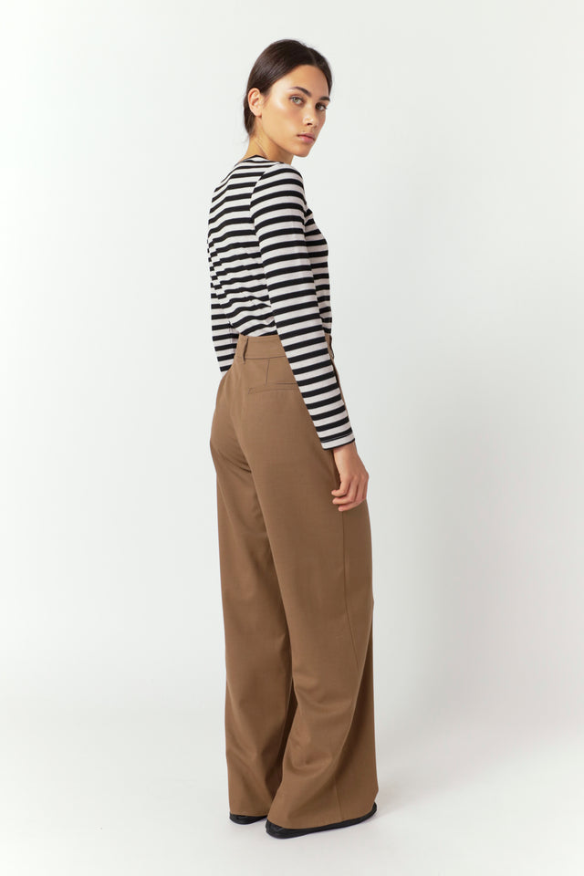 Twill wide leg trouser