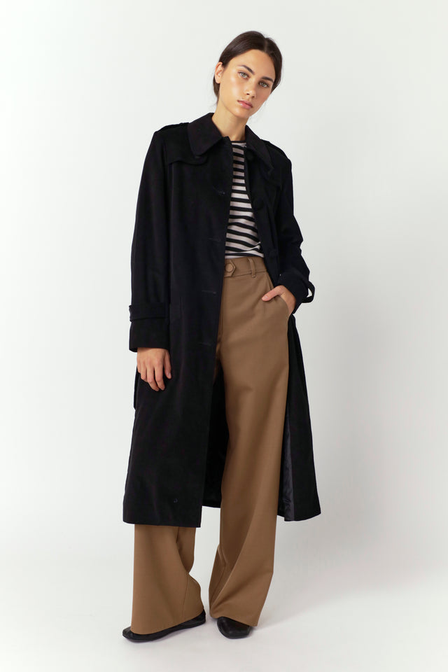 Twill wide leg trouser